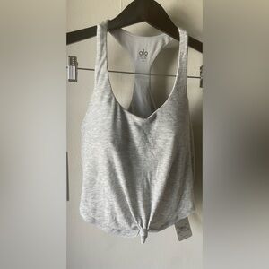 ALO Yoga Light Gray Ribbed Tank Top